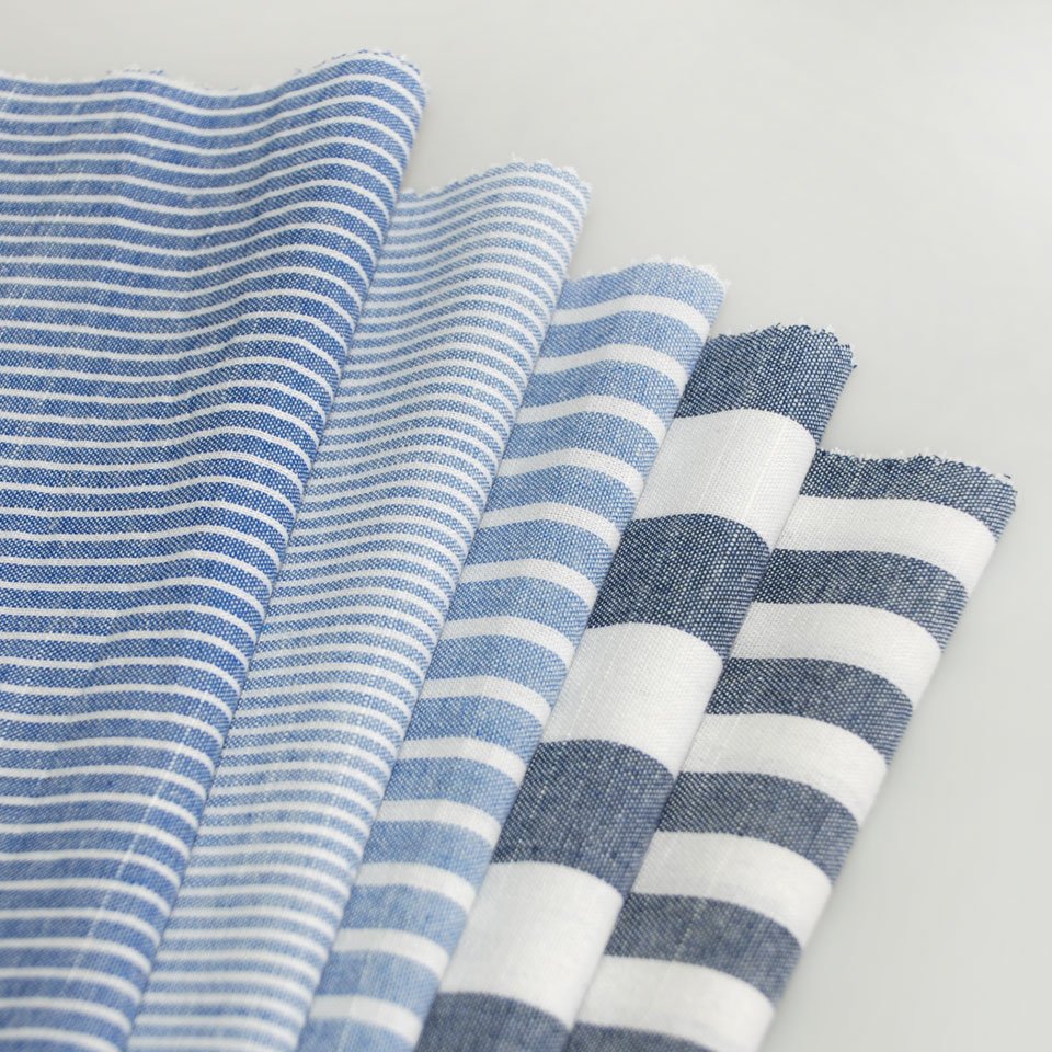 Factory customized low price linen look stripe poly cotton tc slub yarn dyed fabric