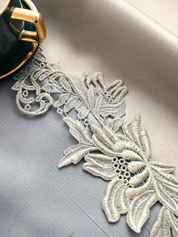 2024 Customization new design lace macrame elegant romantic beige grey window curtains panel for living room bedroom