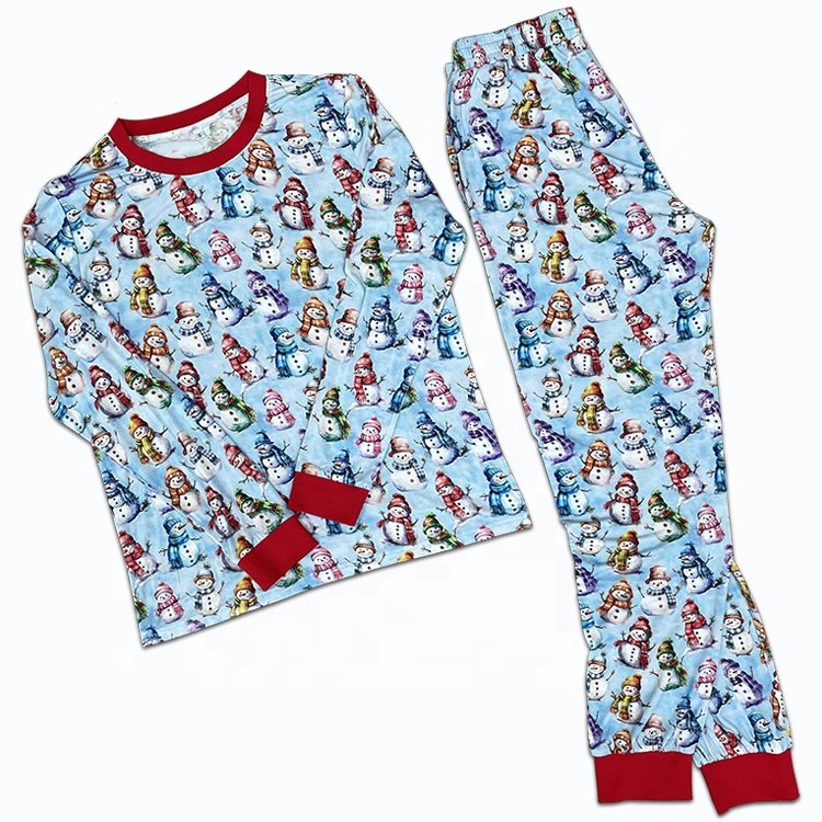 Custom Ladies Pyjamas 2 Piece Bamboo Modal Plus Size Lounge wear Sets Cartoon Print Matching Christmas Pajamas Set For Women