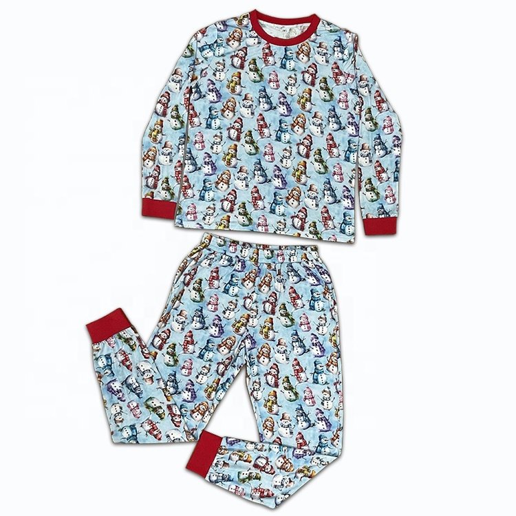 Custom Ladies Pyjamas 2 Piece Bamboo Modal Plus Size Lounge wear Sets Cartoon Print Matching Christmas Pajamas Set For Women