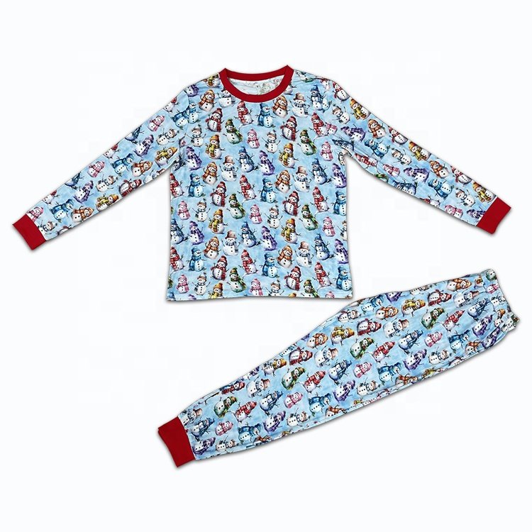 Custom Ladies Pyjamas 2 Piece Bamboo Modal Plus Size Lounge wear Sets Cartoon Print Matching Christmas Pajamas Set For Women