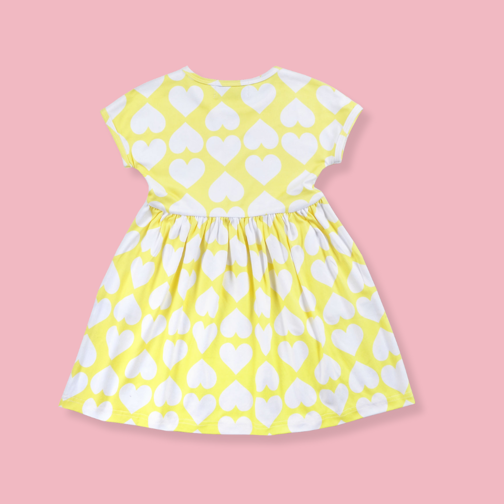 Factory Custom Girls Dress Short Sleeve Dress Pattern Decoration Woven Fabric O-Neck Collar Spring Summer Dress for Girls