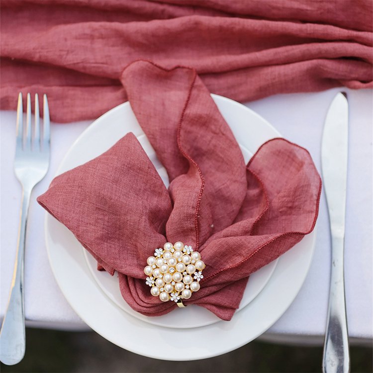 Cheap Burgundy Sage Green Table Napkins Cotton Gauze Linen Napkins Wedding White Linen Cloth Napkins Green Washable