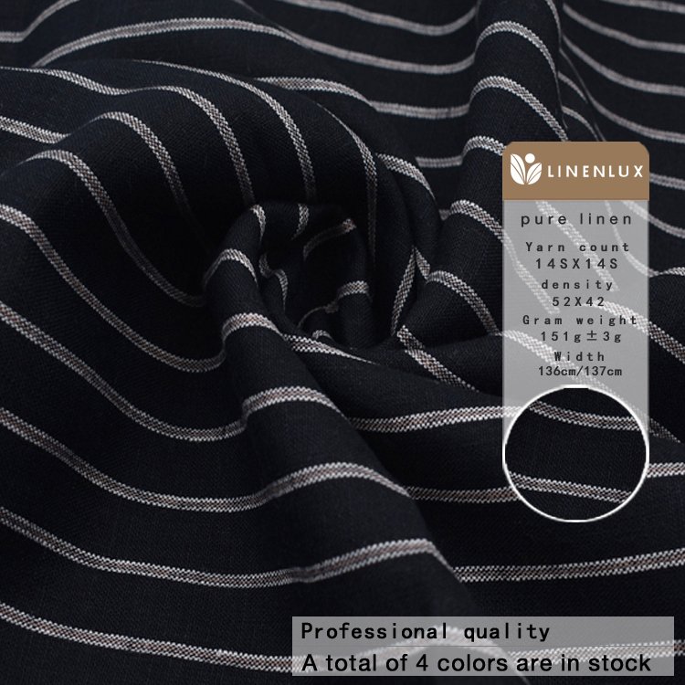 Custom low price stocklot eco-friendly yarn dyeing shirt blouses stripe 100% linen fabric yarn dyed fabrics for clothing