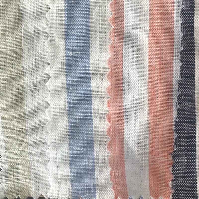 high quality OEKO-TEX certified yarn dyed stripe pattern pure linen fabric for clothing cushion beddings