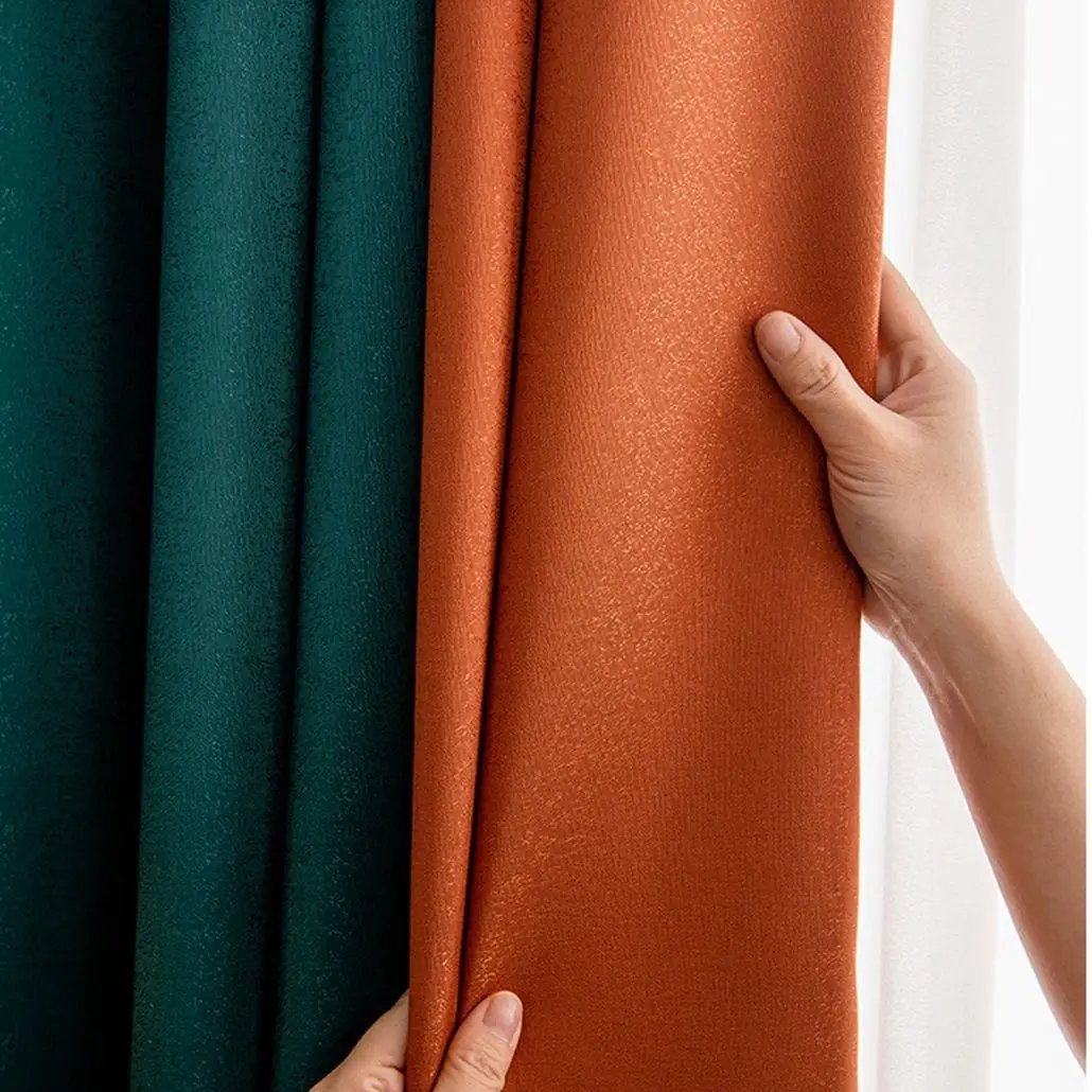 Factory supply luxury linen style blackout polyester window curtain fabric