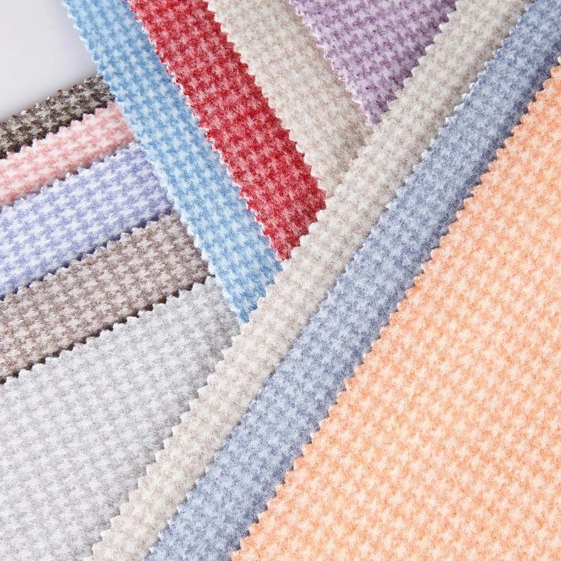 Hot selling 100% polyester 280gsm knitting brushed warm and soft check tweed fabric for suiting
