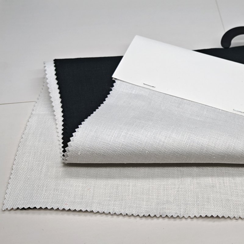 Factory Wholesale Custom 100% Linen Solid Color Back/White 100% Linen Fabric Clothing For Garments