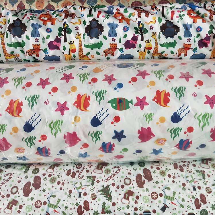 High Quality PUL customized patterned 1.5m width waterproof 100% polyester cheap price digital printing baby diaper fabric