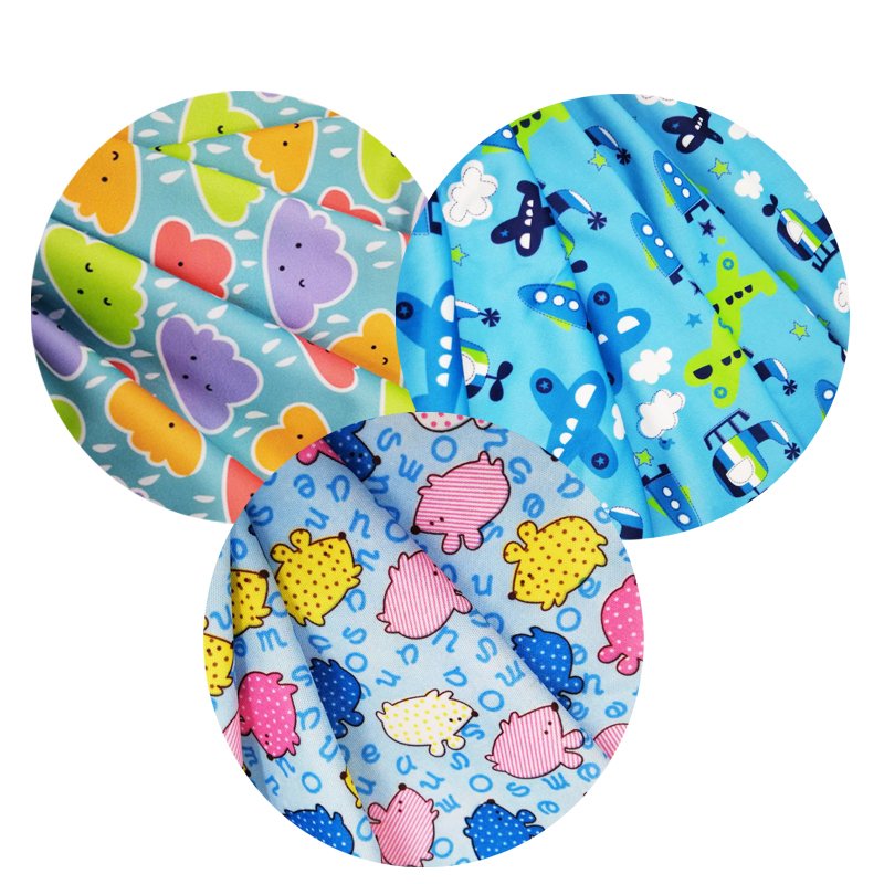 High Quality PUL customized patterned 1.5m width waterproof 100% polyester cheap price digital printing baby diaper fabric