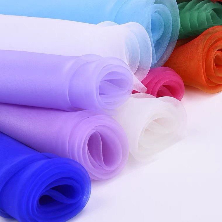 100% polyester Sheer shiny dress Shimmer Organza Fabric