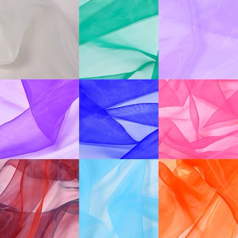 100% polyester Sheer shiny dress Shimmer Organza Fabric