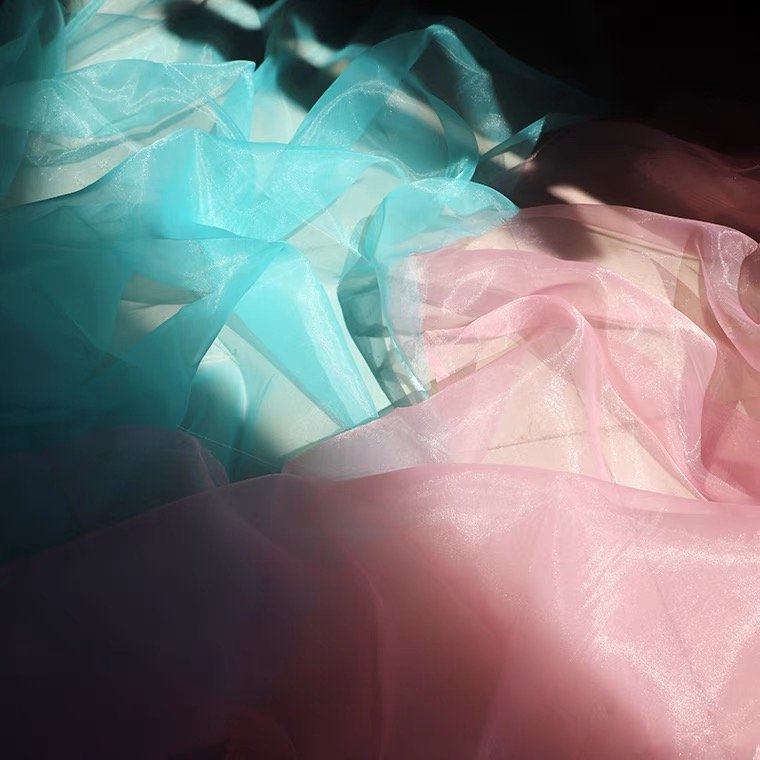 100% polyester Sheer shiny dress Shimmer Organza Fabric
