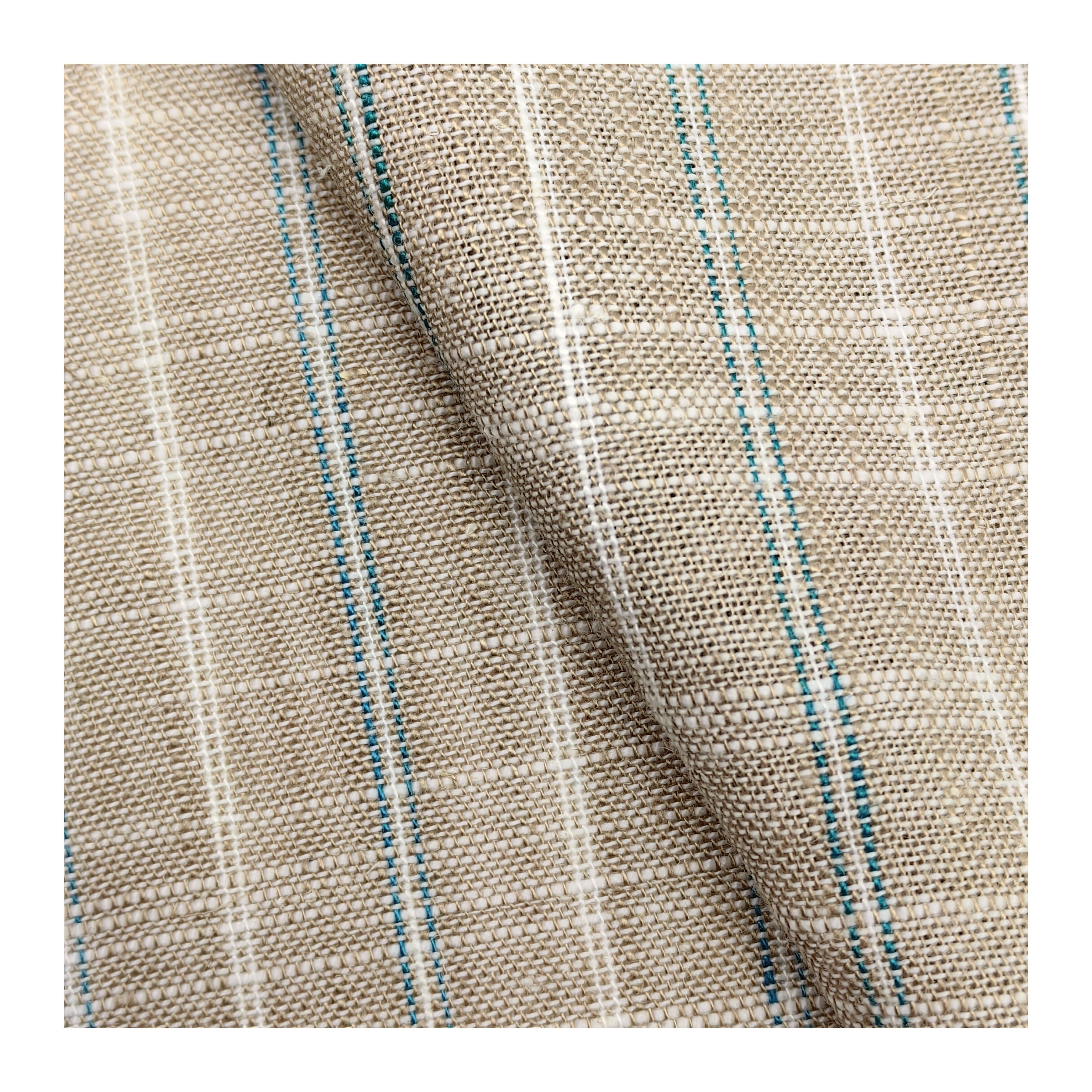 Natural Linen Fabric stripe Woven Fabric Cotton5% Linen15% Royan30% Poly50% Plain eco-friendly fabric for clothing