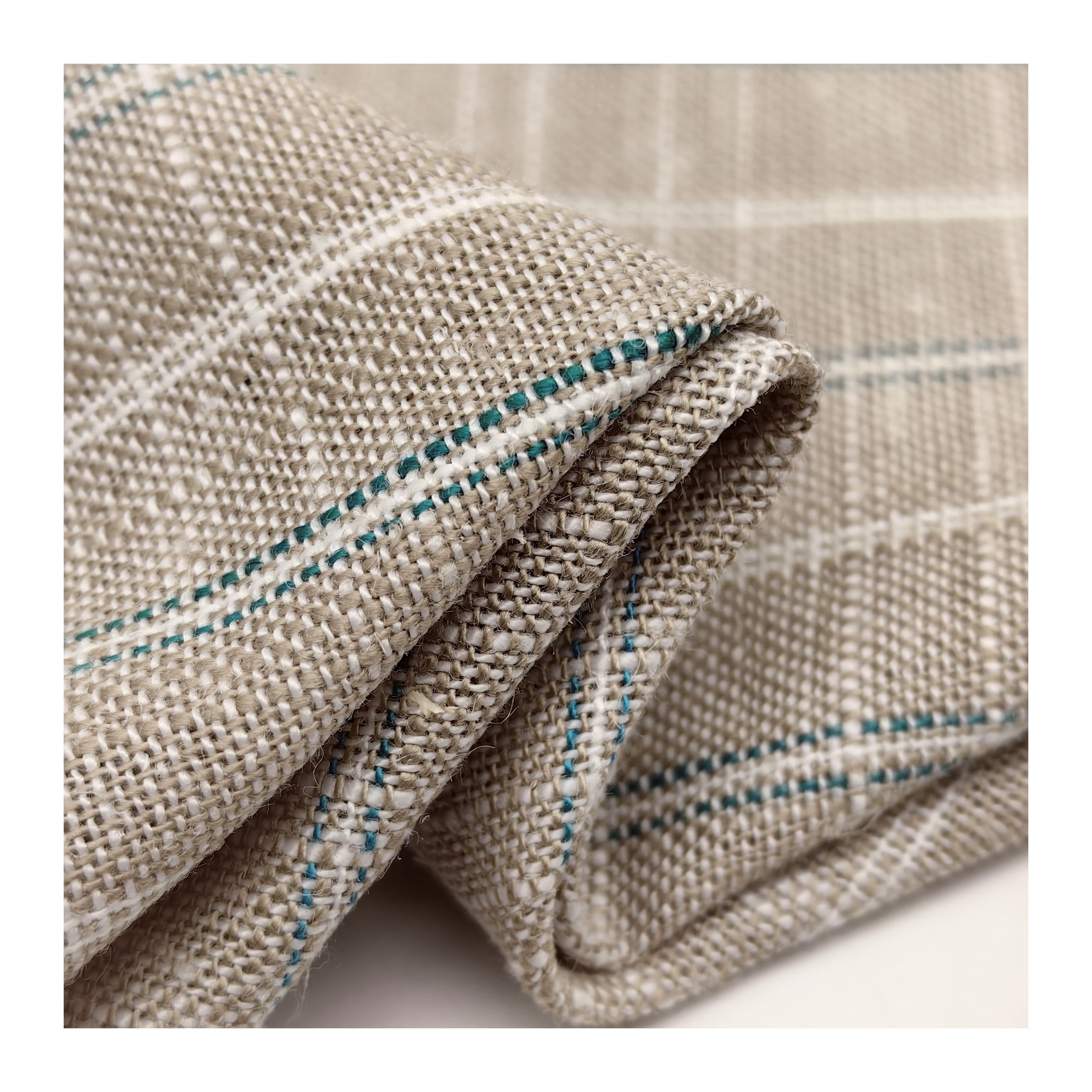 Natural Linen Fabric stripe Woven Fabric Cotton5% Linen15% Royan30% Poly50% Plain eco-friendly fabric for clothing