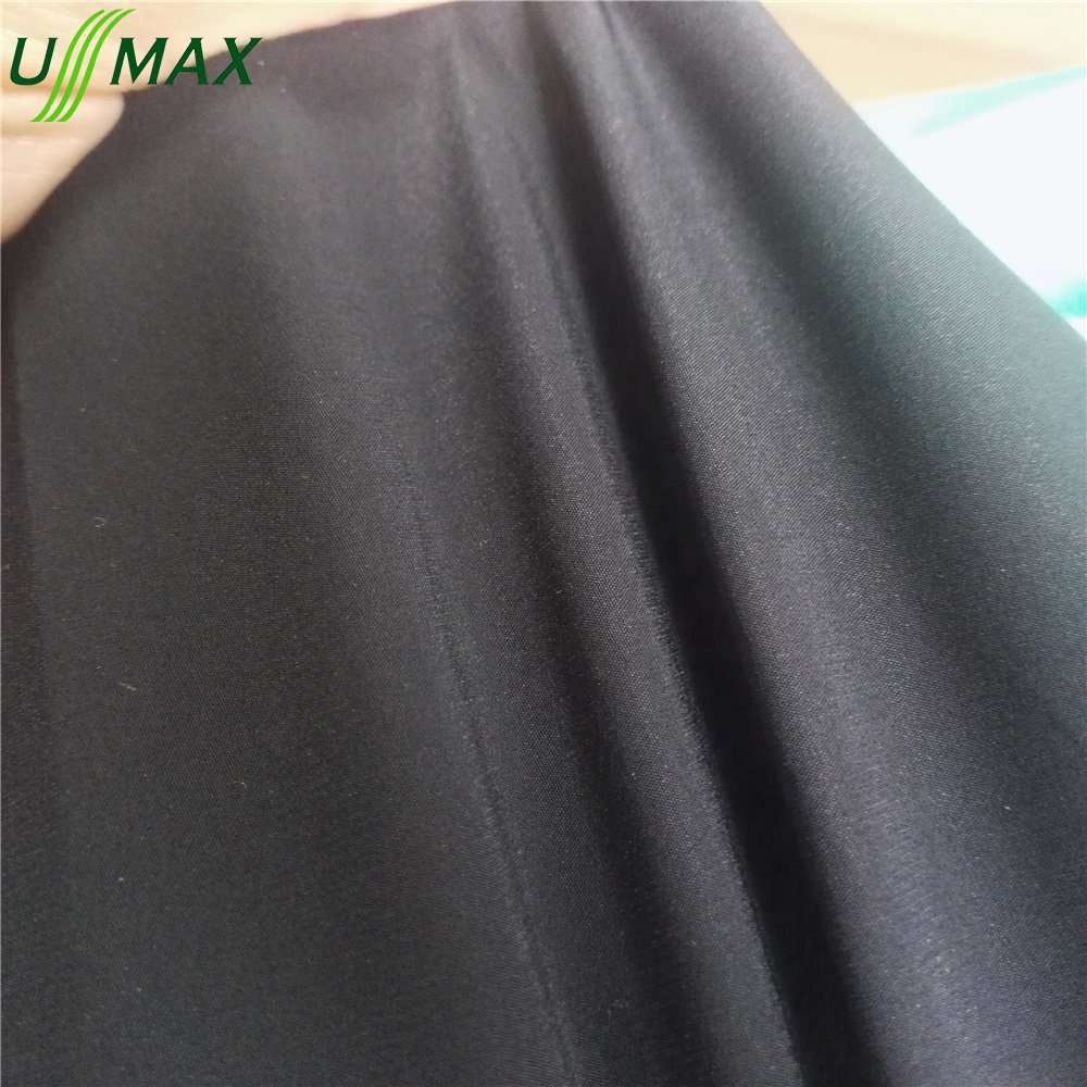 High quality 50d*50d 125gsm black 100% Polyester Taffeta T400 4 ways mechanical Spandex Stretch Elastic plain woven fabric