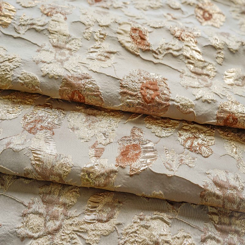 Designer Customize Metallic Fabric Beautiful 3d Pattern Floral Jacquard Brocade Fabric Material For Dress Garment
