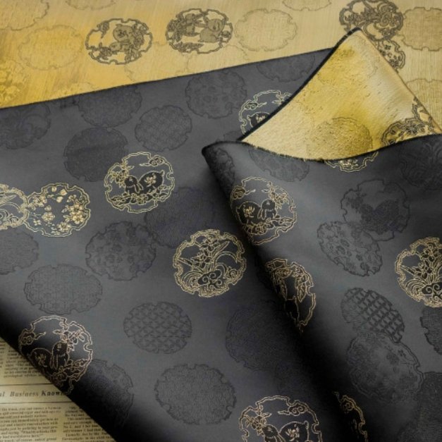 New Chinese silk rabbit jacquard cheongsam satin fabric classical Mongolian Tibetan robe vest dark pattern fabric