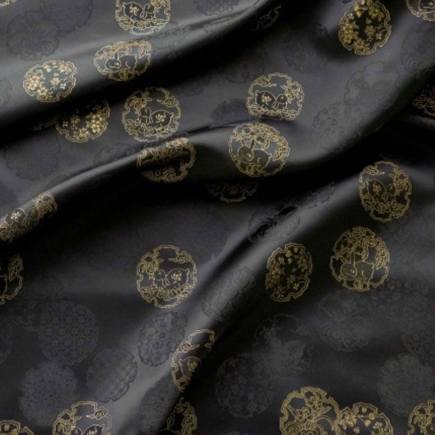 New Chinese silk rabbit jacquard cheongsam satin fabric classical Mongolian Tibetan robe vest dark pattern fabric