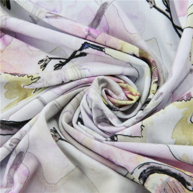 Quick Delivery Custom Digital Printed Bamboo Spandex Fabric Bamboo Jersey Fabric For Clothes