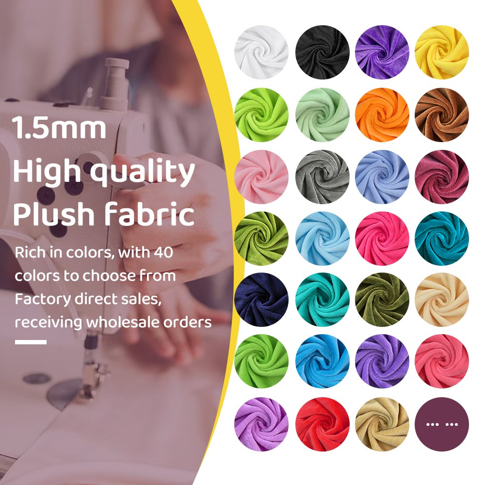 1.5mm solid color soft artificial mink fur fabric 100% polyester DIY clothing fabric doll plush fabric