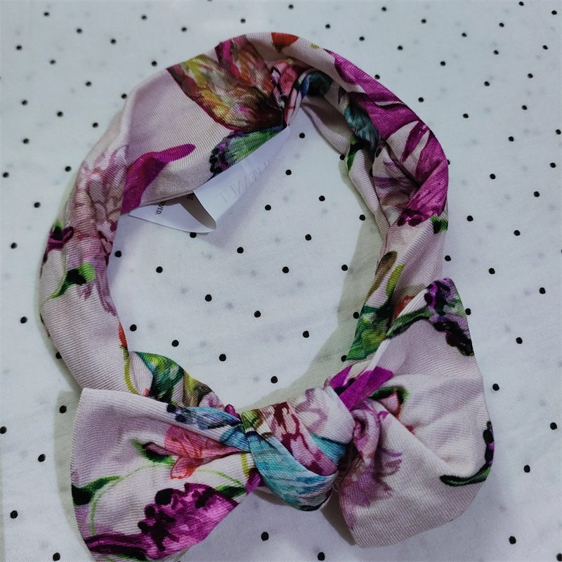 Customized Baby Girls Bamboo Knotted Headband Casual Soft Kids Bow Head Wrap For Infant Stretchy Hairband And Hat Custom Print