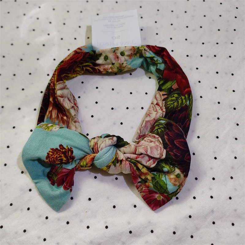 Customized Baby Girls Bamboo Knotted Headband Casual Soft Kids Bow Head Wrap For Infant Stretchy Hairband And Hat Custom Print