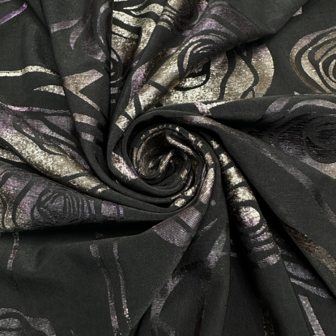 High Quality Satin Hot Stamping And Shiny Flower Pattern Cotton Polyester Clothing Fabric Customized By The Factory