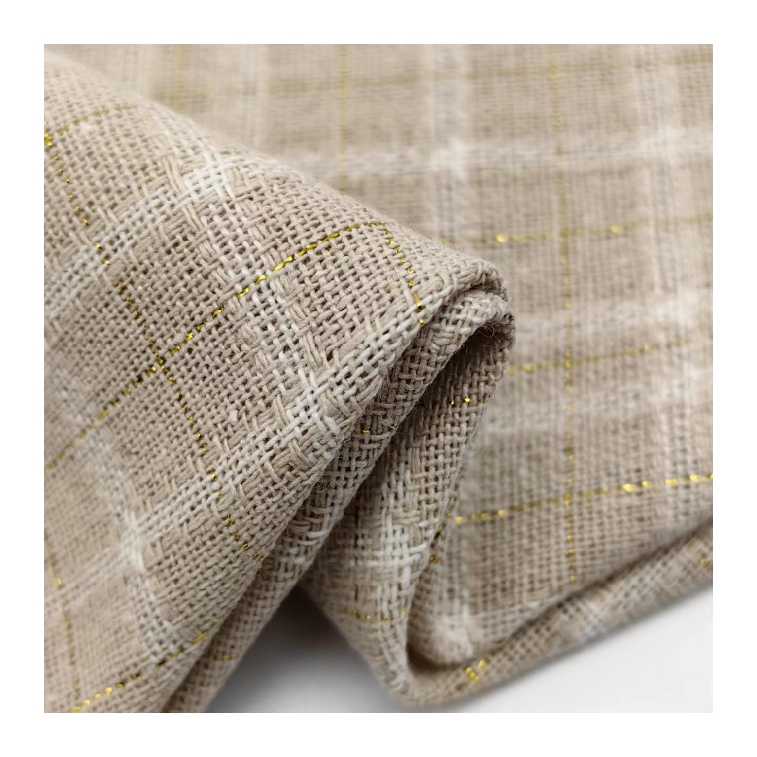 High Quality Natural Linen Fabric Plaid Fabric Cotton5% Linen10% Rayon30% Poly55% Plain eco-friendly fabric for clothing