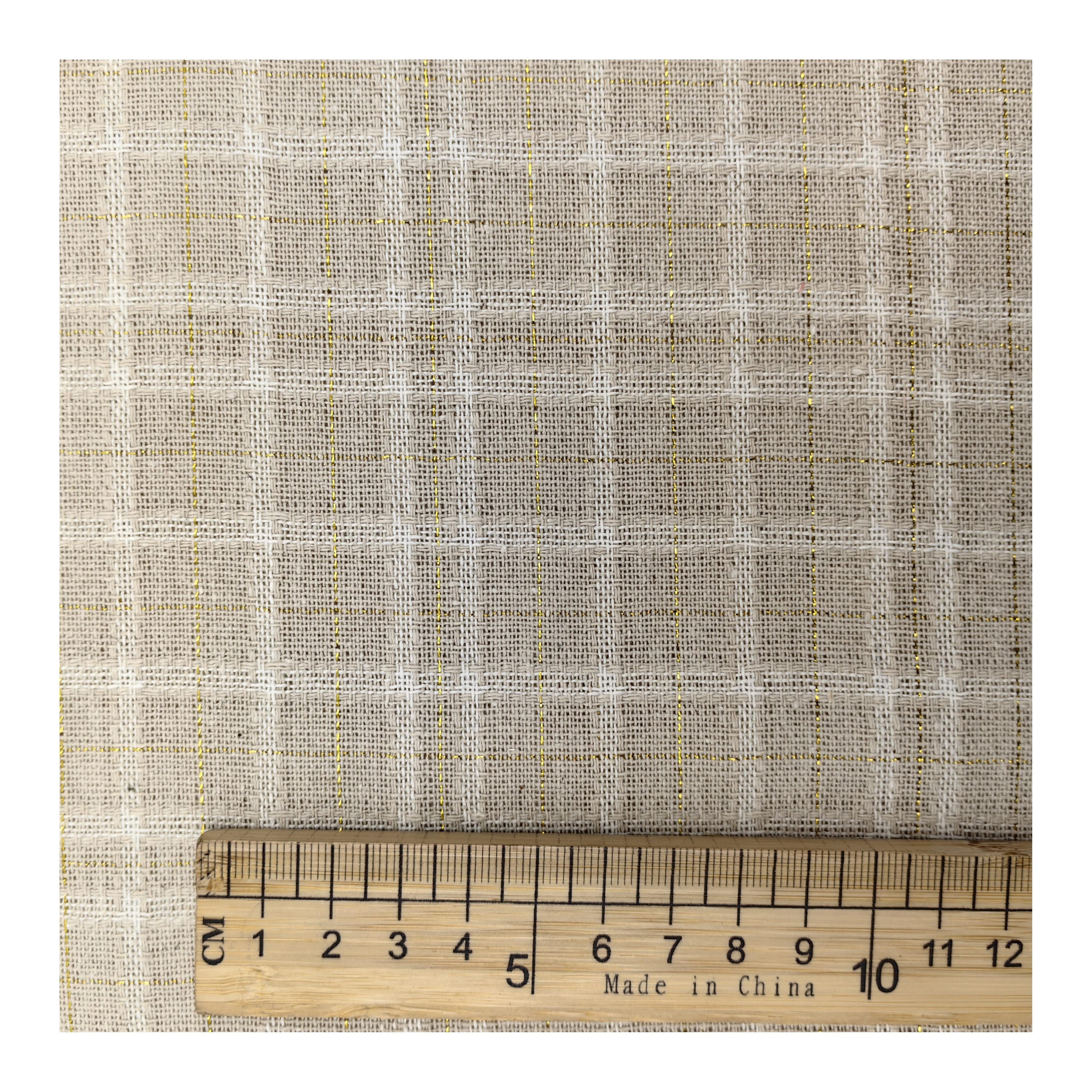 High Quality Natural Linen Fabric Plaid Fabric Cotton5% Linen10% Rayon30% Poly55% Plain eco-friendly fabric for clothing