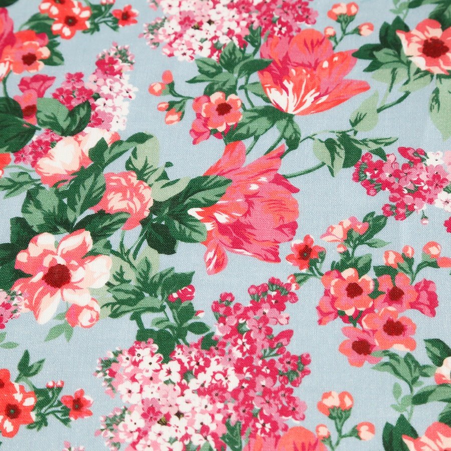 Custom Digital printed floral design on 100% Linen fabric