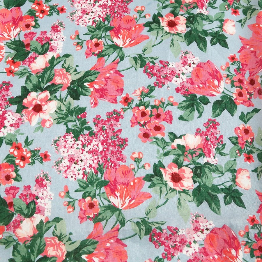 Custom Digital printed floral design on 100% Linen fabric