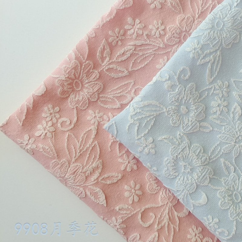 The factory outlet 170gsm big flowers pattern embossed stretch jacquard polyester fabric for clothing