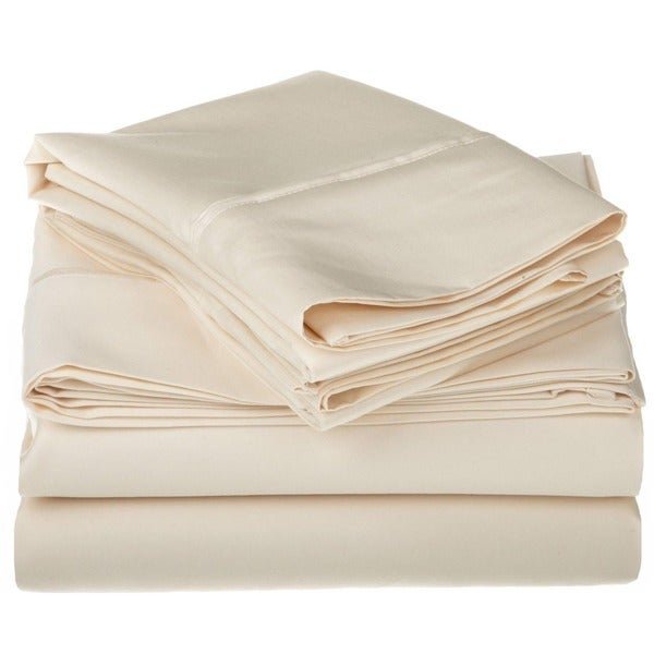 Feather & Stitch 100% Cotton Stripe sateen bedding set with 2 pillow case, 1 fitted sheet 1 flat sheet Sheets Set