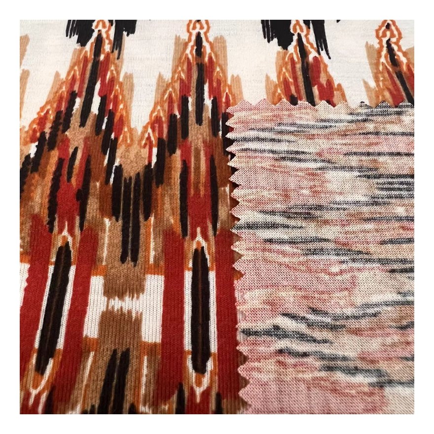 Low price high quality pure polyester fabric 95%polyester 5%spandex printed fabric for women dress