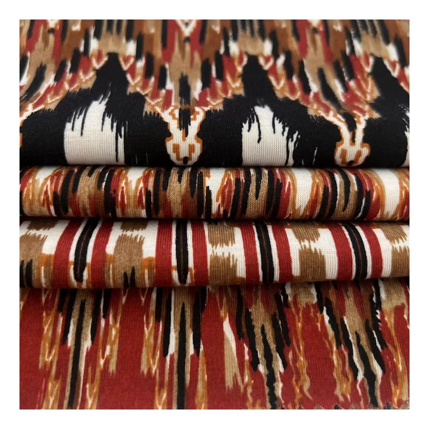 Low price high quality pure polyester fabric 95%polyester 5%spandex printed fabric for women dress