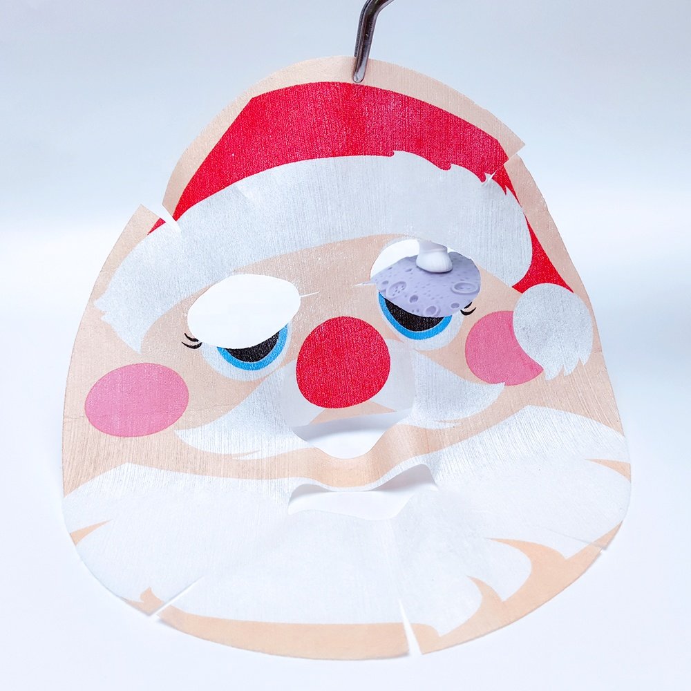 Santa Claus printed Facial Mask Sheet for Kids, Children - Made with 100% Cotton Bamboo Pulp Material