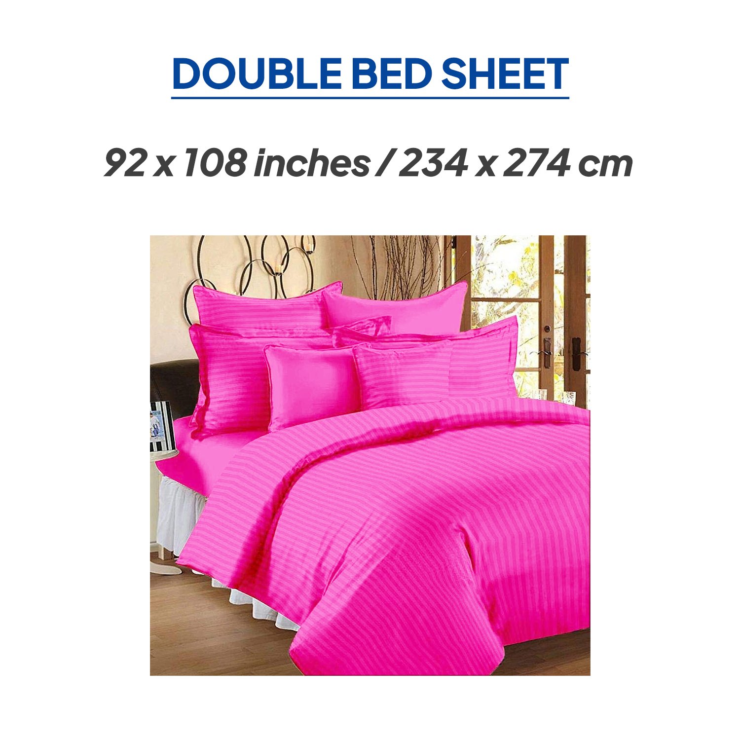 400 Tc Cotton Satin Striped Bedsheets 100% Cotton Fabric Portable Folded Disposable for Home Hotel Hospital Use Set of Three