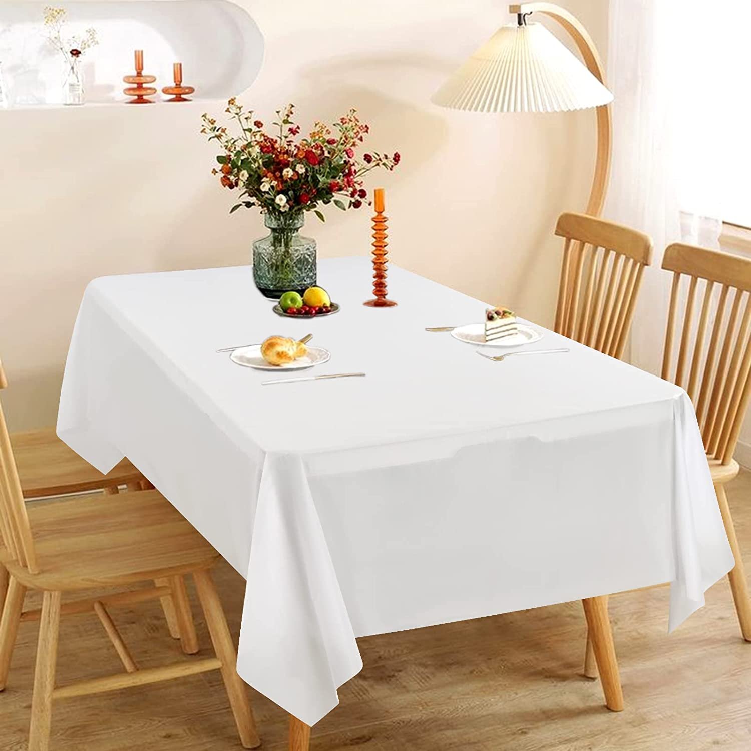 100% Cotton White Dining Cloth Extra Large Easy Care Quality Fabric Table Cover Home Durable For Party Decore Modern Stylish