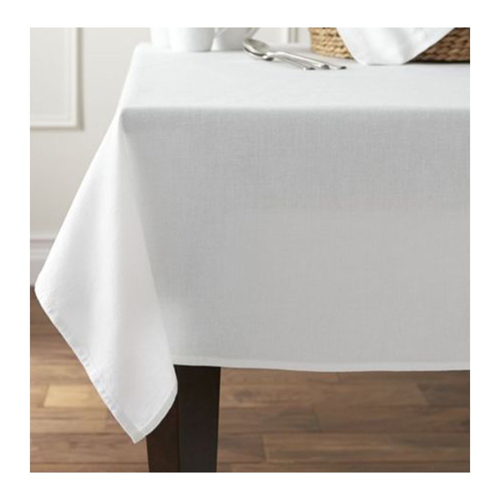 100% Cotton White Dining Cloth Extra Large Easy Care Quality Fabric Table Cover Home Durable For Party Decore Modern Stylish