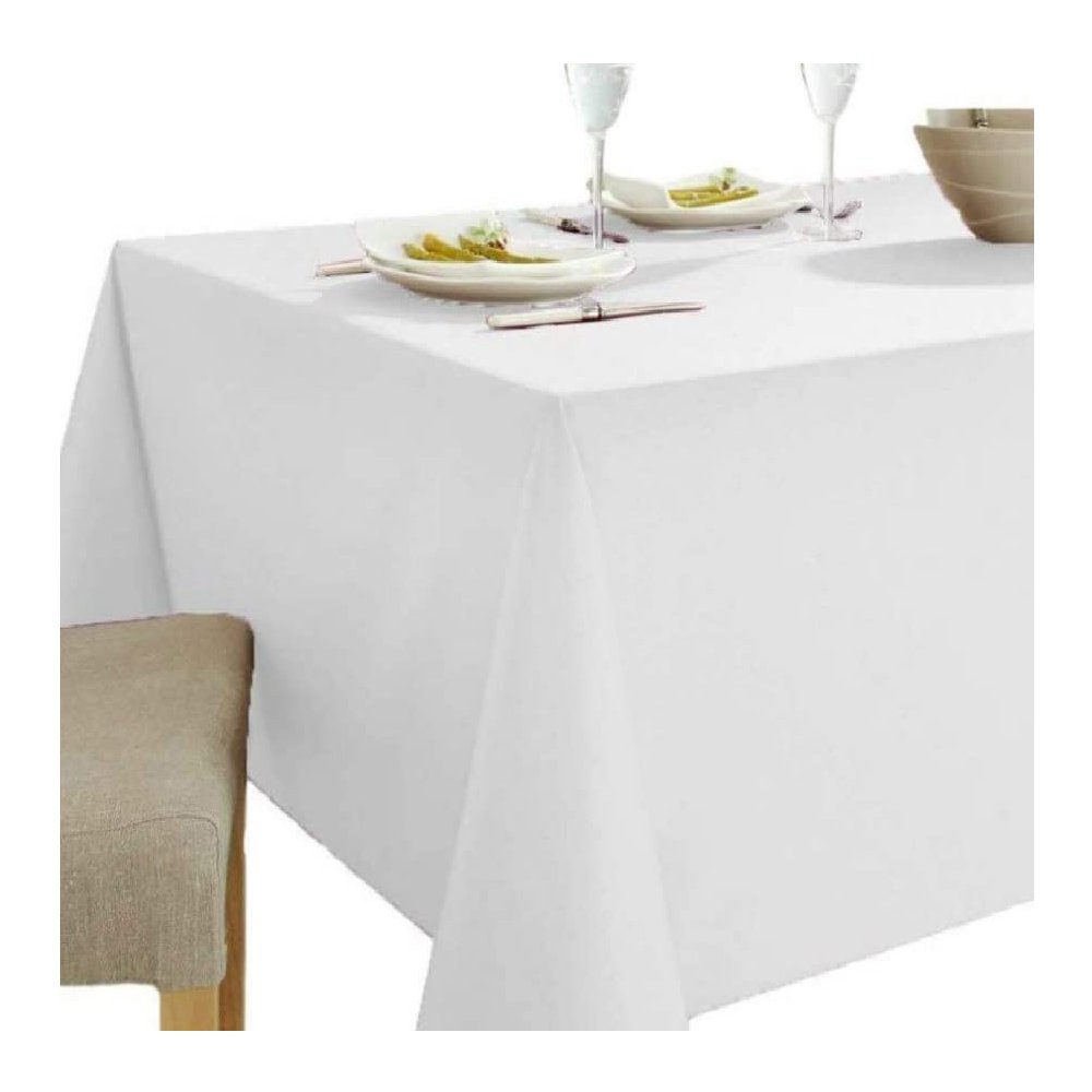 100% Cotton White Dining Cloth Extra Large Easy Care Quality Fabric Table Cover Home Durable For Party Decore Modern Stylish