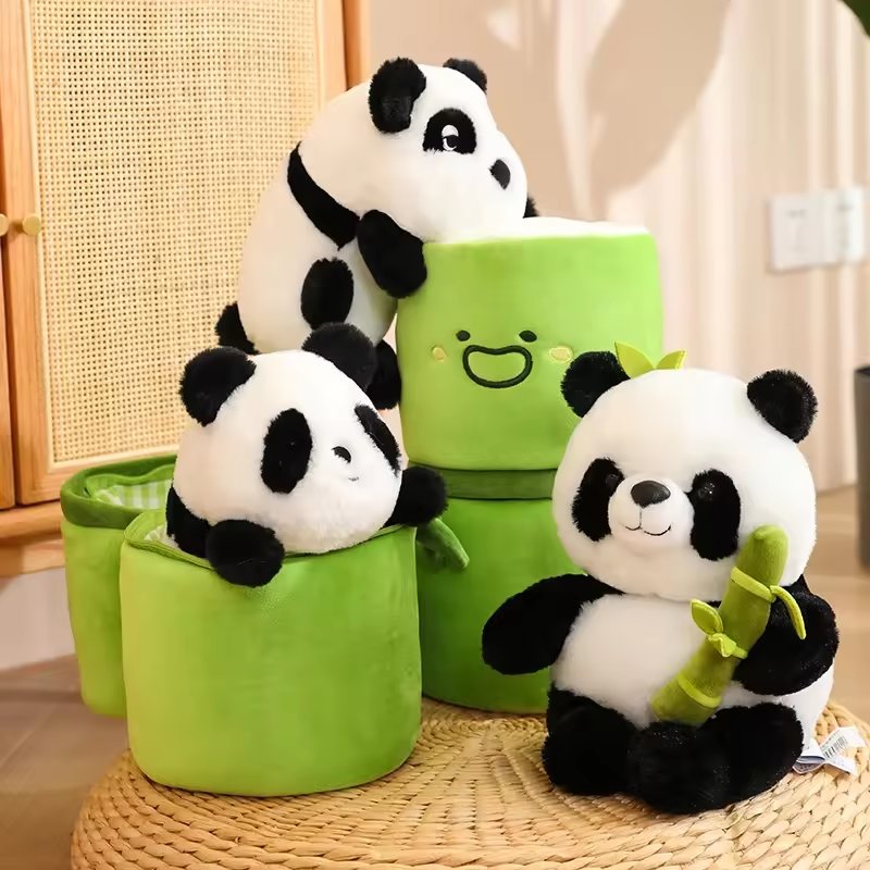Panda Stuffed Animal Cute Panda with Bamboo Plush Doll Soft Panda Bear Plush Hugging Pillow for Kids