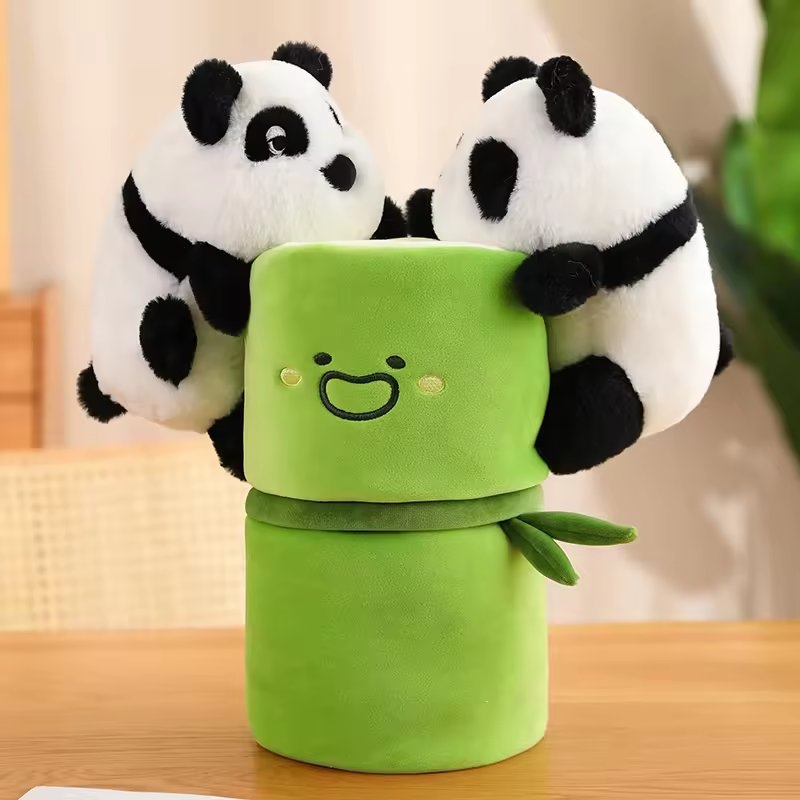 Panda Stuffed Animal Cute Panda with Bamboo Plush Doll Soft Panda Bear Plush Hugging Pillow for Kids
