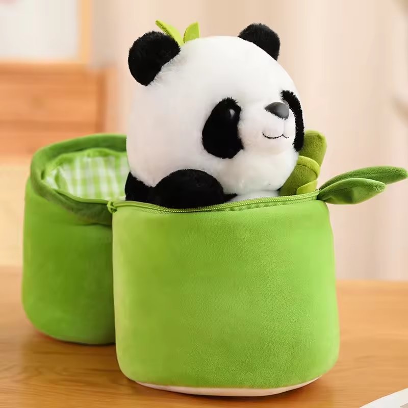 Panda Stuffed Animal Cute Panda with Bamboo Plush Doll Soft Panda Bear Plush Hugging Pillow for Kids