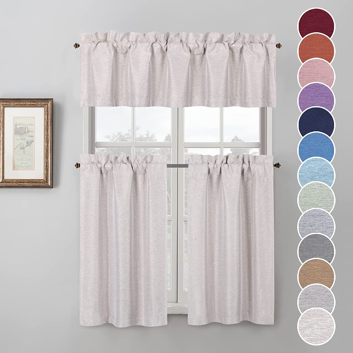 New Style Linen Kitchen Curtain Fabric Home 100% Blackout Curtains Polyester Fabric For Small Window