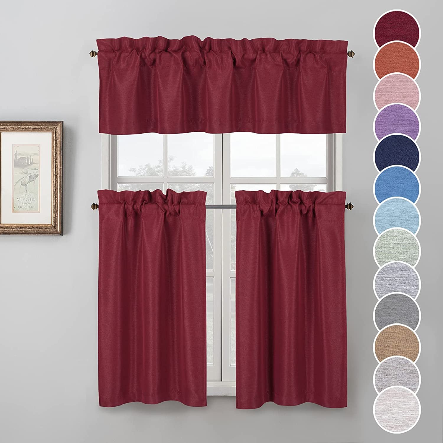 New Style Linen Kitchen Curtain Fabric Home 100% Blackout Curtains Polyester Fabric For Small Window