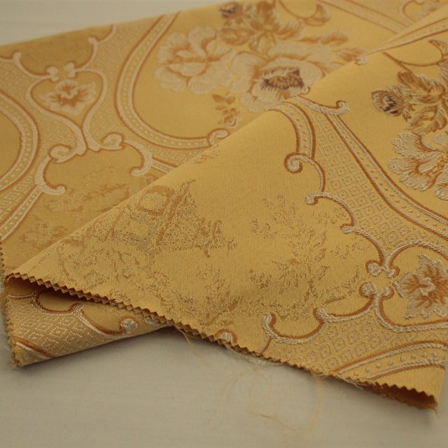 Customized Good Quality IFR China style polyester jacquard polyester satin blackout embossed curtain fabric