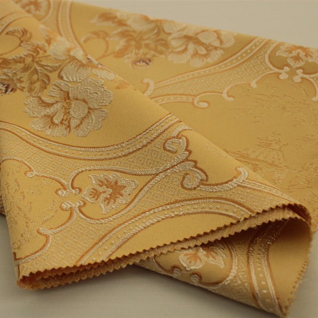 Customized Good Quality IFR China style polyester jacquard polyester satin blackout embossed curtain fabric