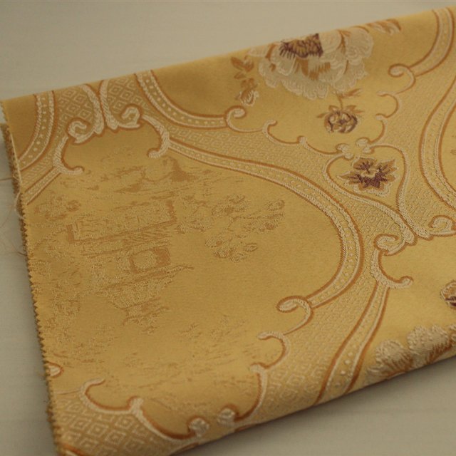 Customized Good Quality IFR China style polyester jacquard polyester satin blackout embossed curtain fabric