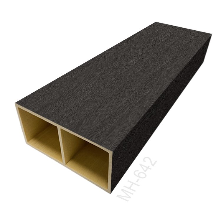 Interior Decoration Wood Grain Batten WPC Hollow Square Tube Column Partition Wall Ceiling Timber Tubes